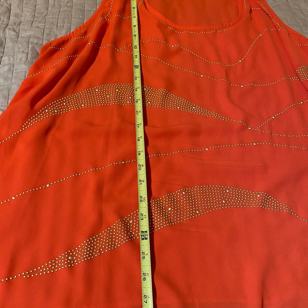 A Worthington 3X, orange, sleeveless, sheer top. - Picture 5 of 5